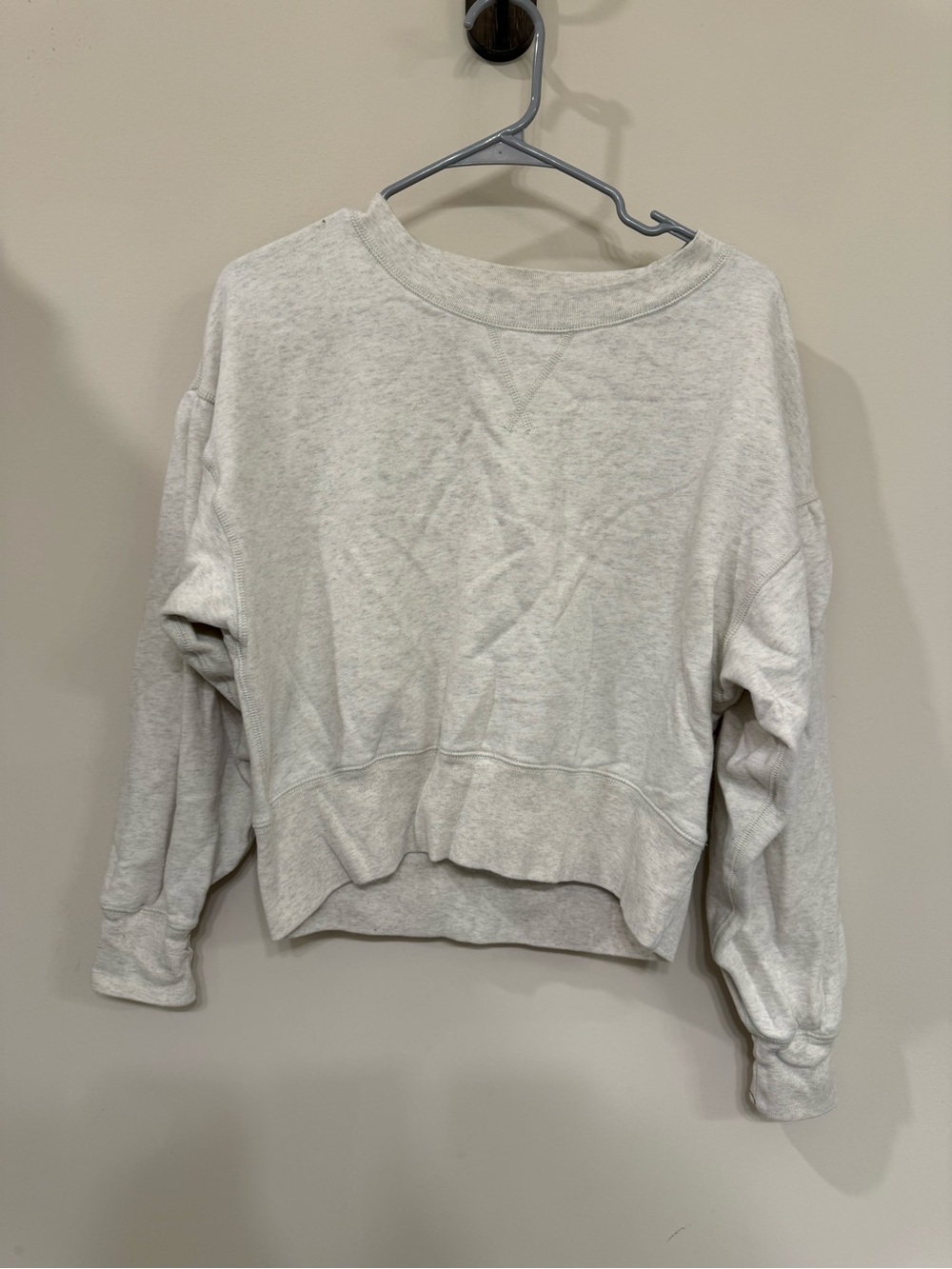 American Eagle Outfitters Light Heather Gray Cropped Crewneck Sweatshirt